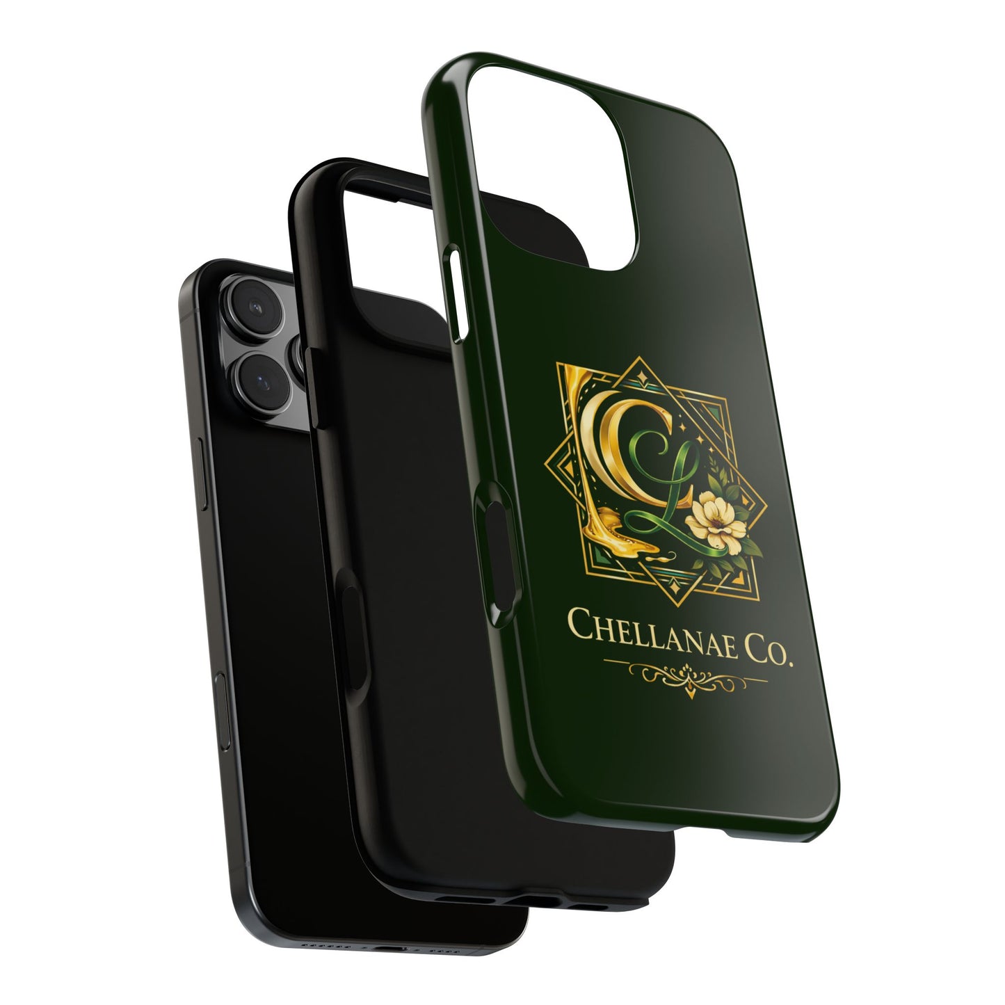 Chellanae Co. Elegant Green & Gold Logo Phone Case