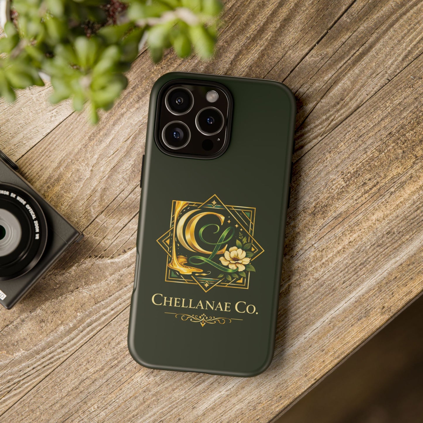 Chellanae Co. Elegant Green & Gold Logo Phone Case