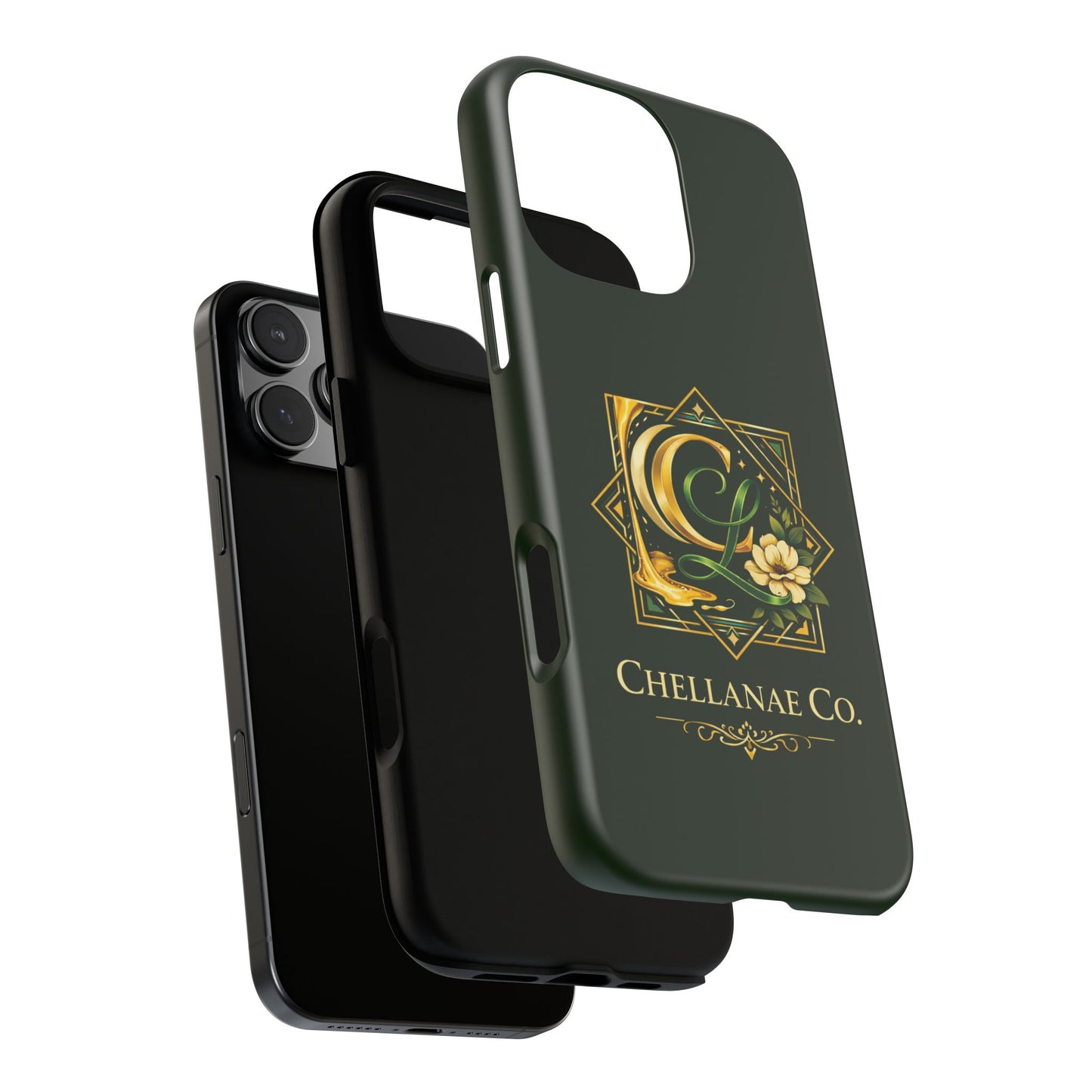 Chellanae Co. Elegant Green & Gold Logo Phone Case