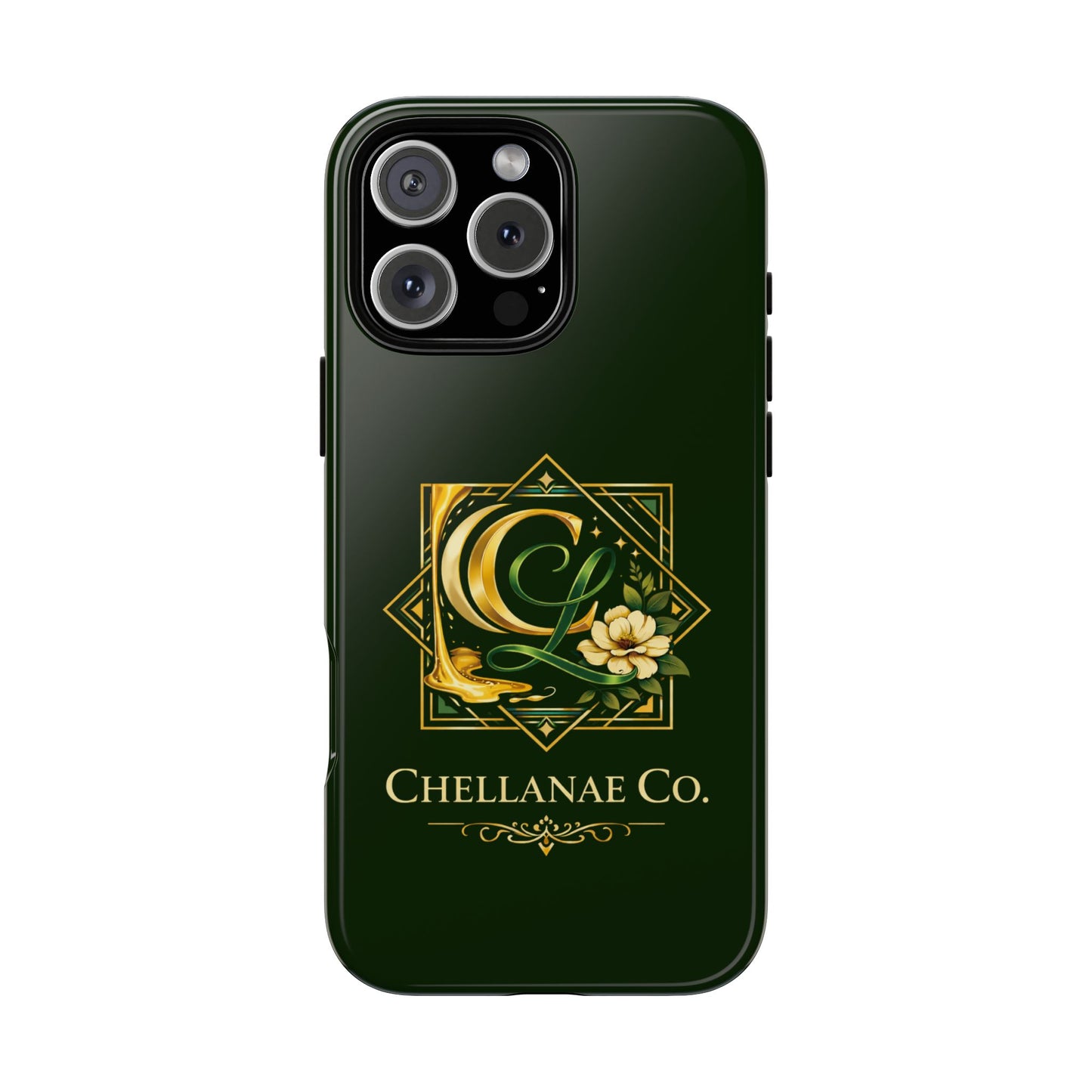 Chellanae Co. Elegant Green & Gold Logo Phone Case