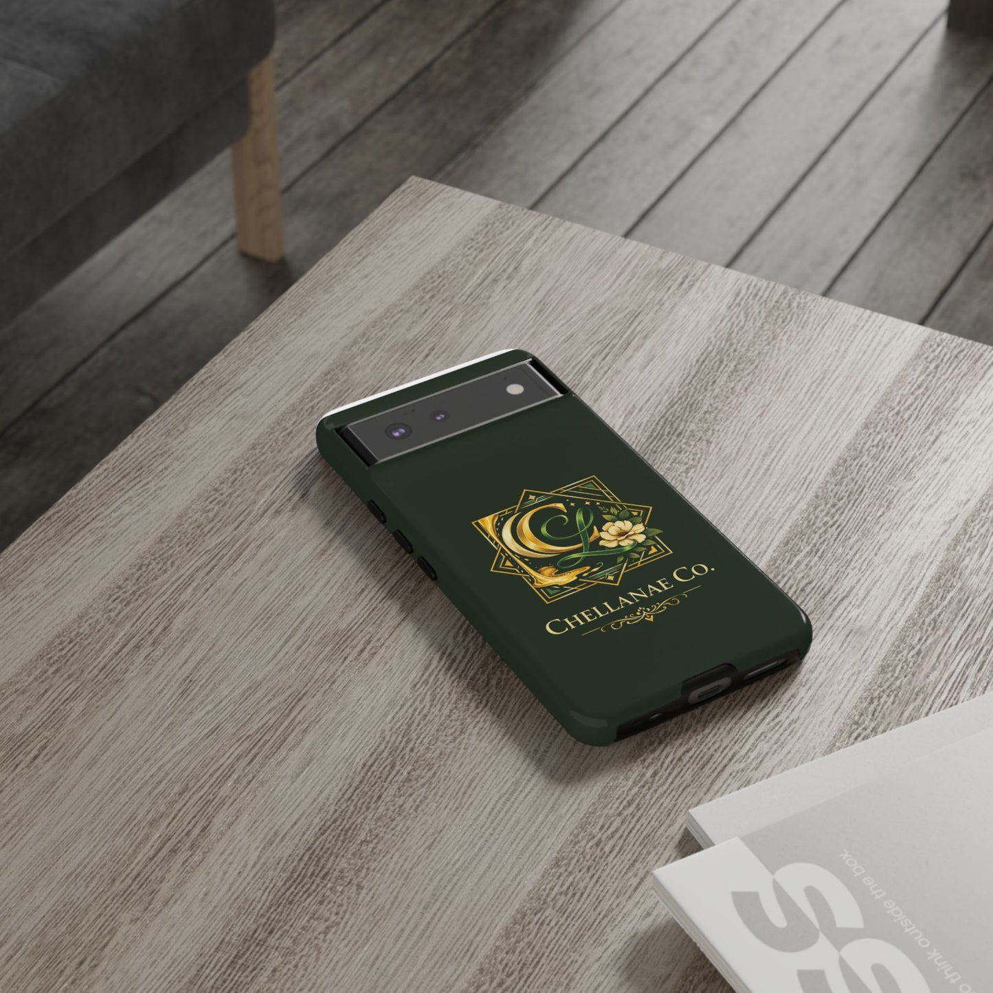 Chellanae Co. Elegant Green & Gold Logo Phone Case