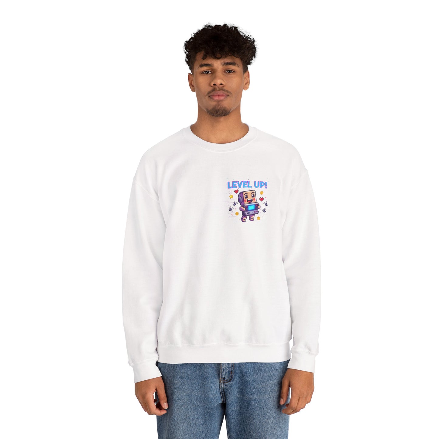 Level Up! pixel art Crewneck, retro gaming sweatshirt | gamer shirt
