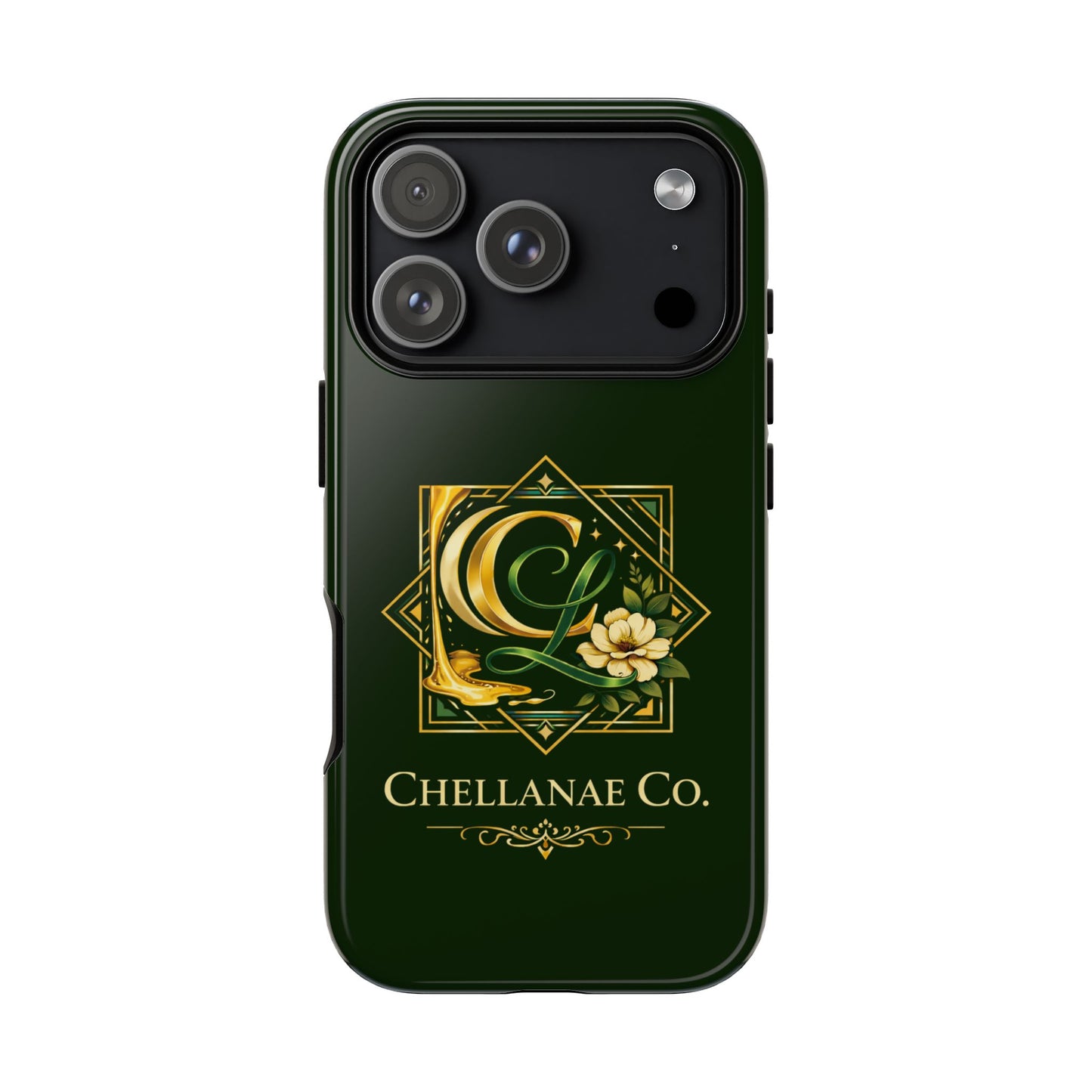 Chellanae Co. Elegant Green & Gold Logo Phone Case