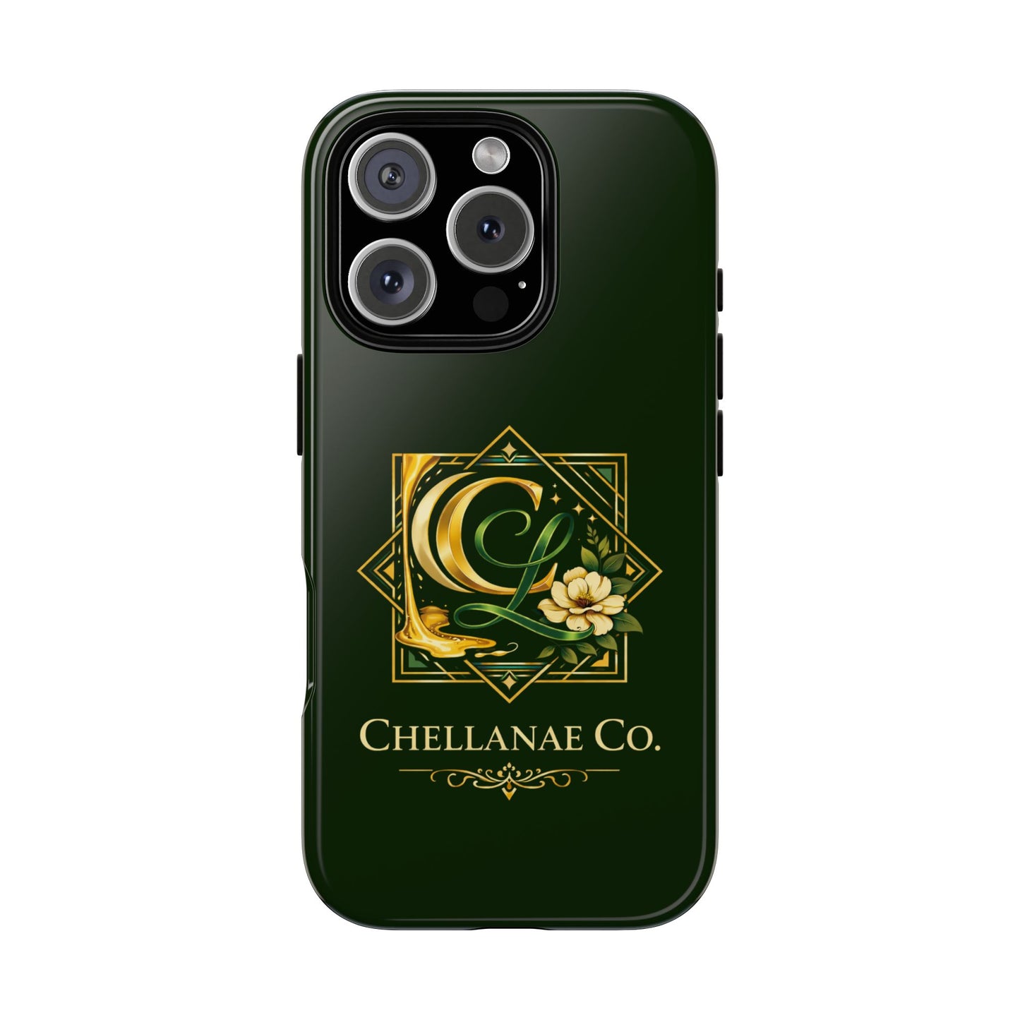 Chellanae Co. Elegant Green & Gold Logo Phone Case