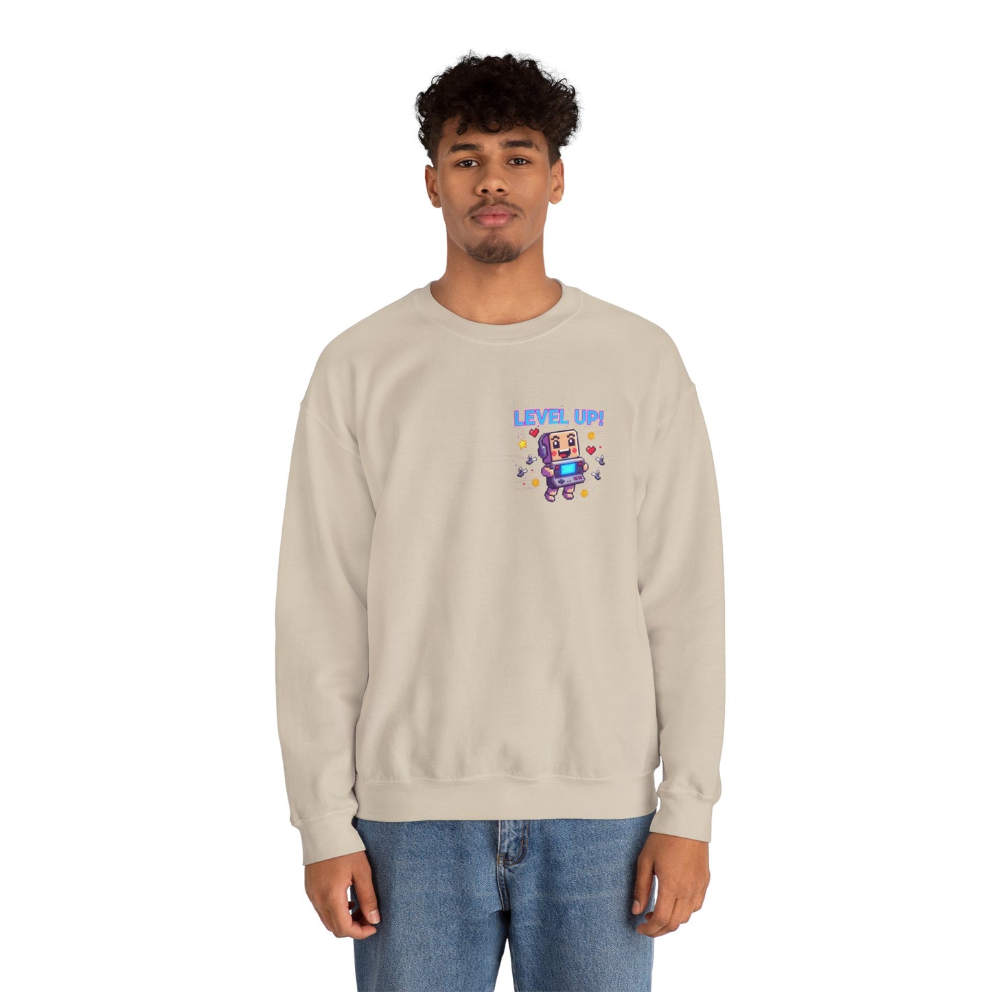 Level Up! pixel art Crewneck, retro gaming sweatshirt | gamer shirt