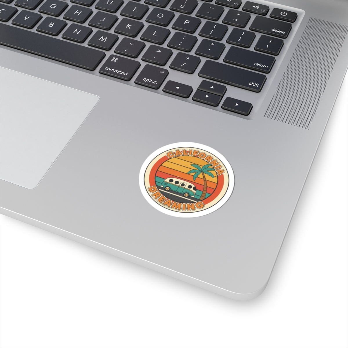 California Dreaming Sunset Sticker | 70s Retro Palm, Vintage Surf Van