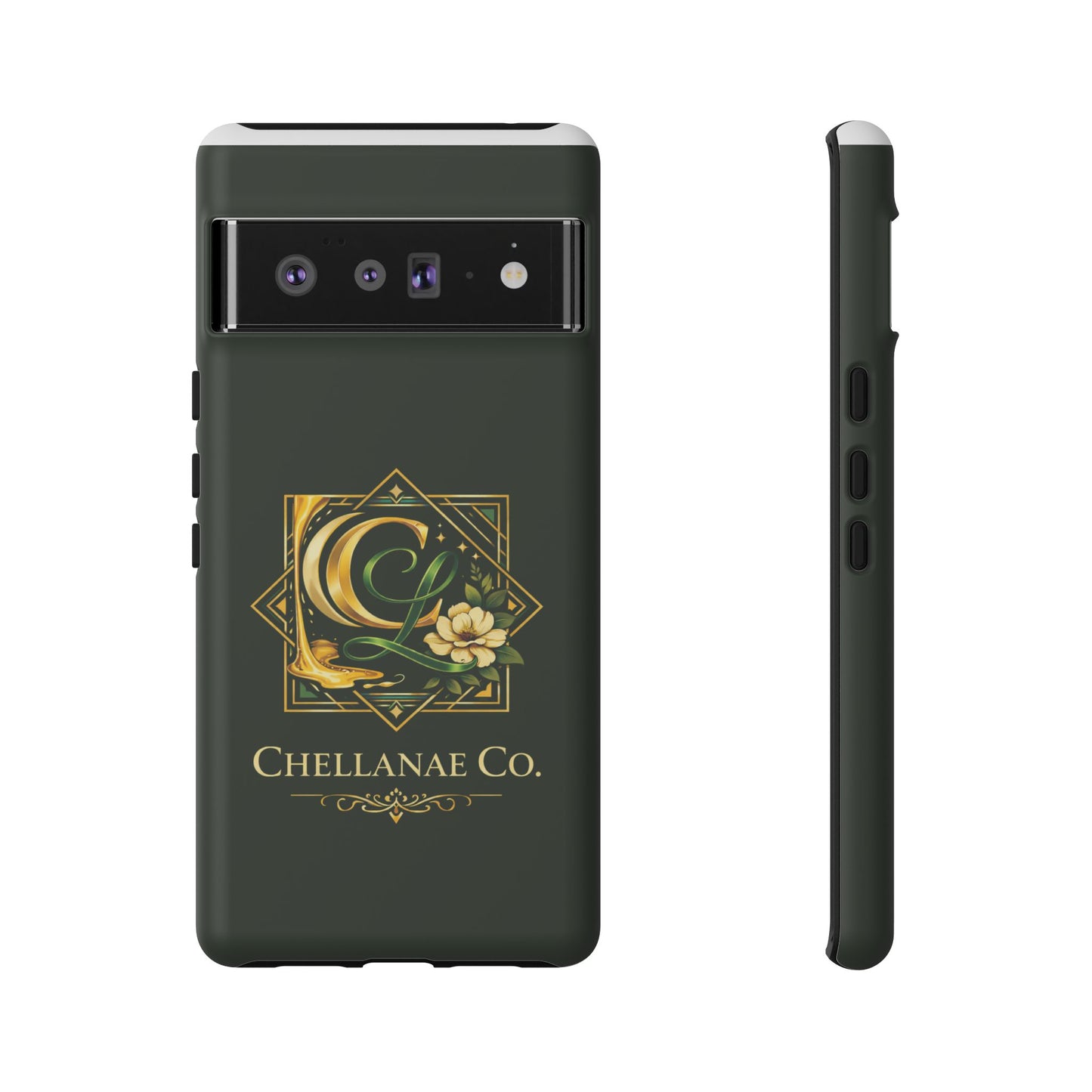 Chellanae Co. Elegant Green & Gold Logo Phone Case