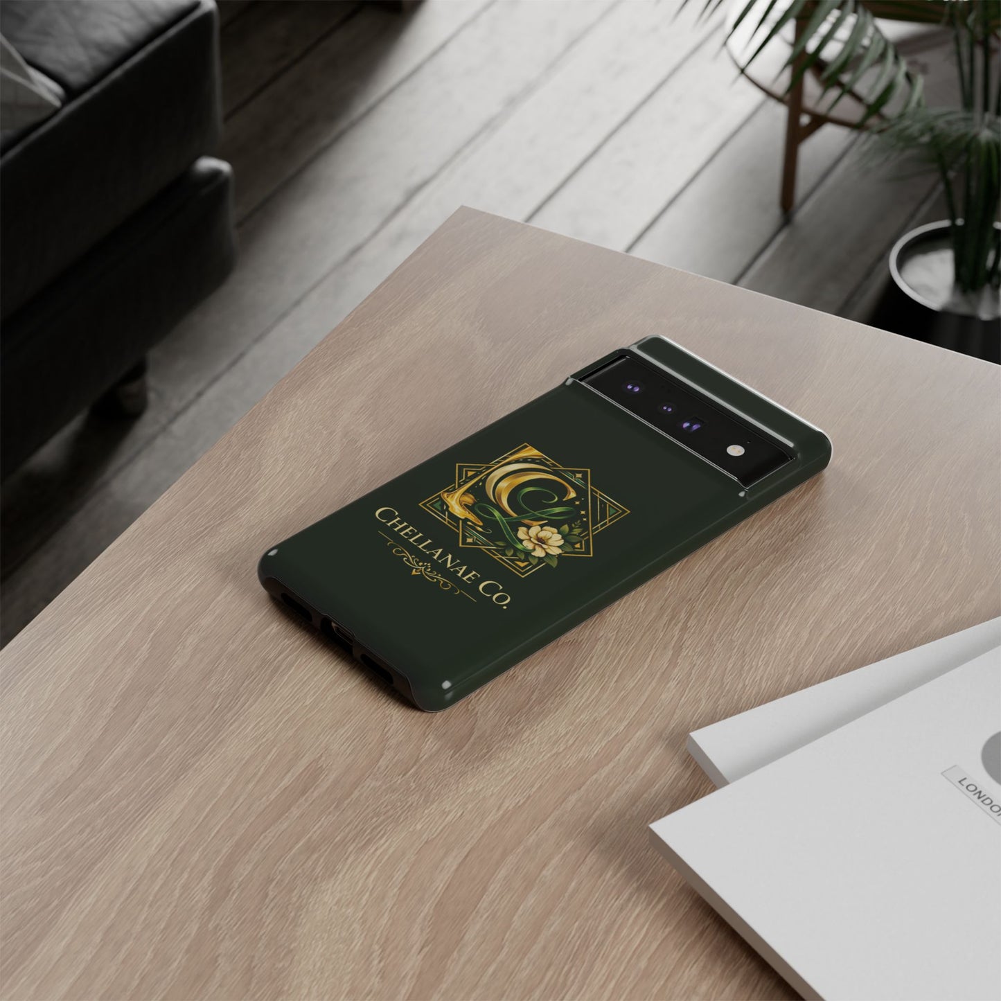 Chellanae Co. Elegant Green & Gold Logo Phone Case