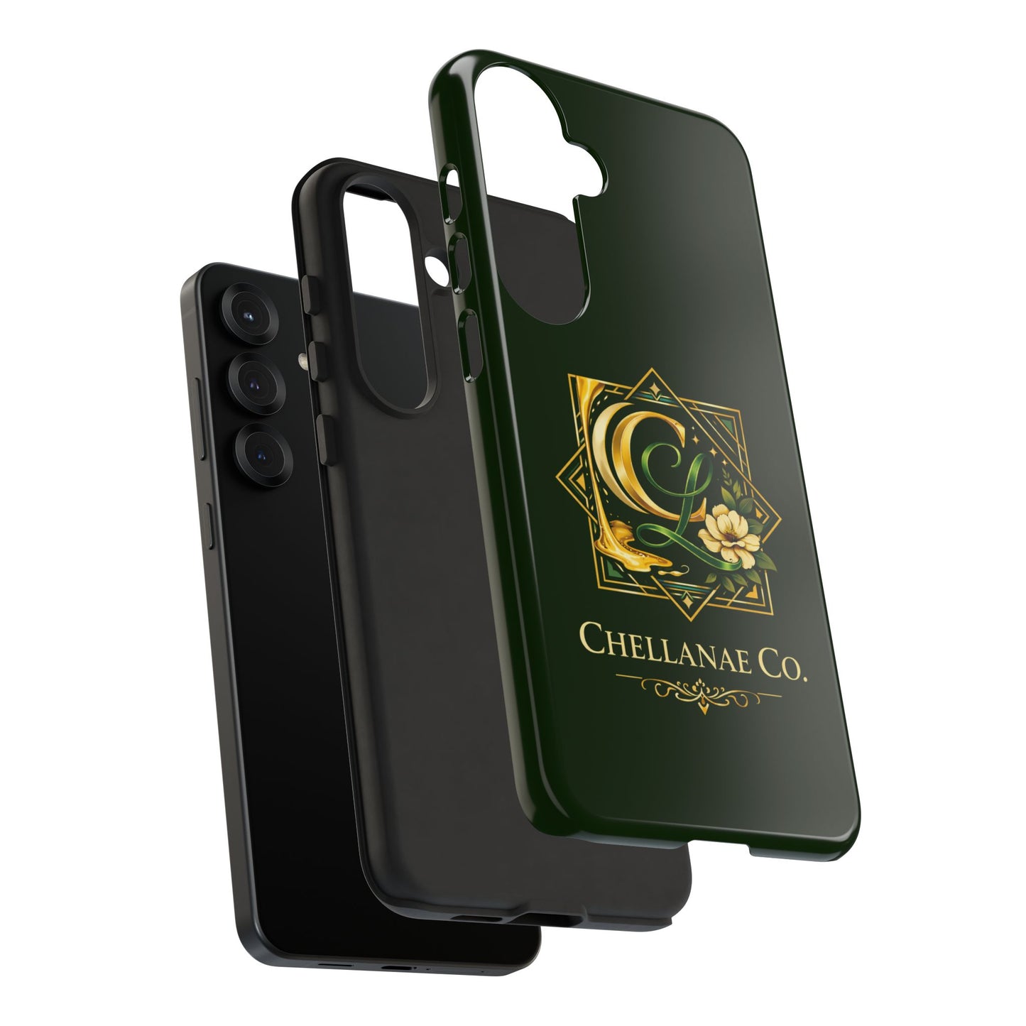 Chellanae Co. Elegant Green & Gold Logo Phone Case