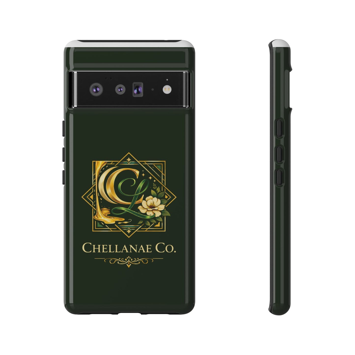 Chellanae Co. Elegant Green & Gold Logo Phone Case