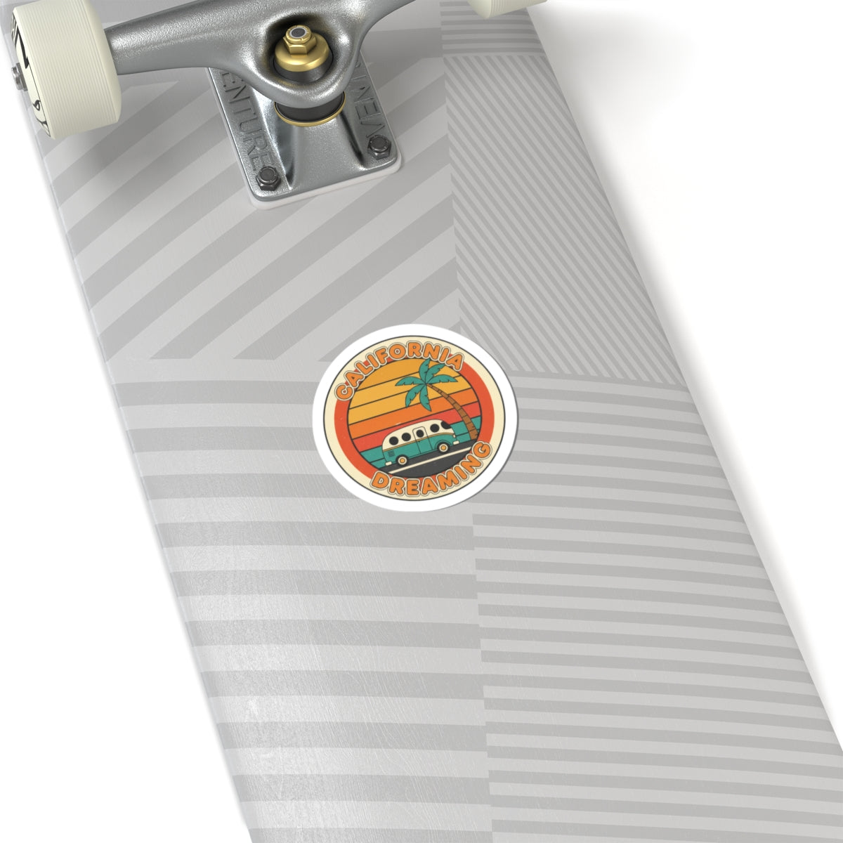 California Dreaming Sunset Sticker | 70s Retro Palm, Vintage Surf Van