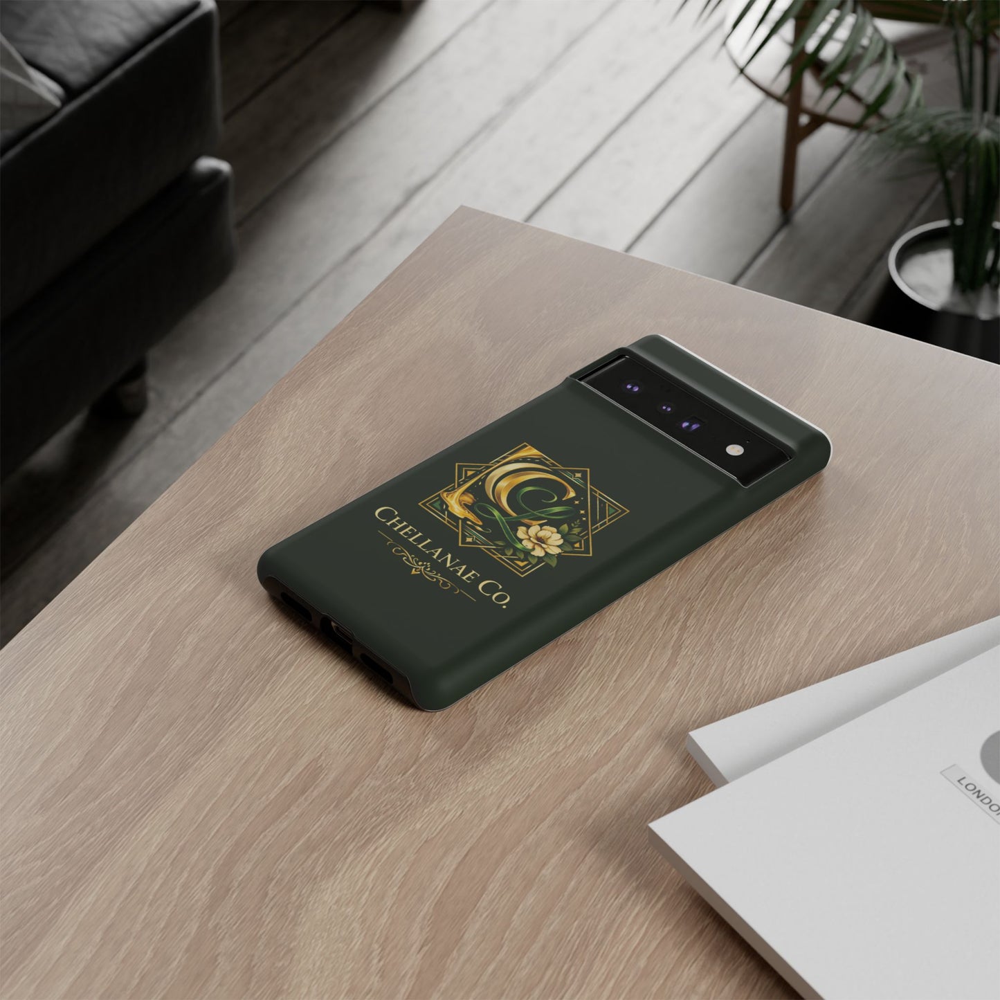 Chellanae Co. Elegant Green & Gold Logo Phone Case