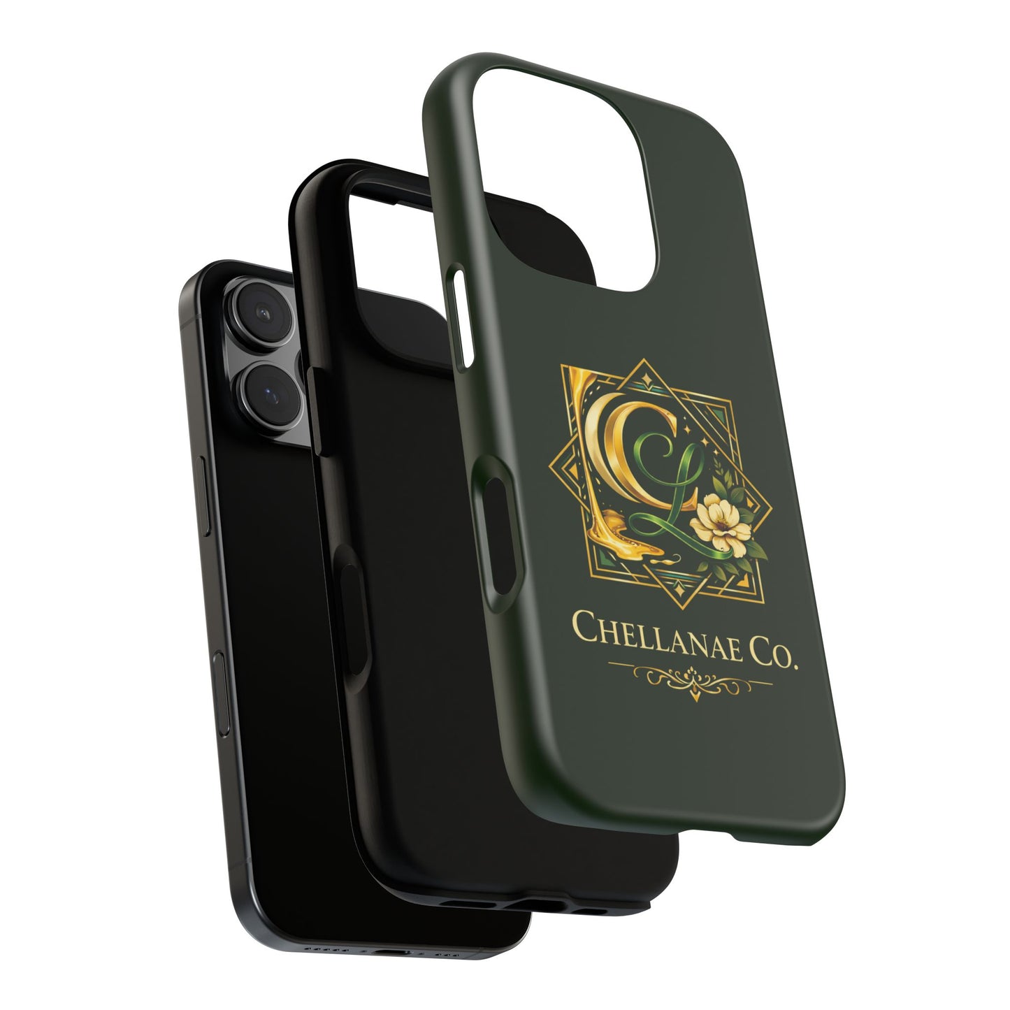 Chellanae Co. Elegant Green & Gold Logo Phone Case