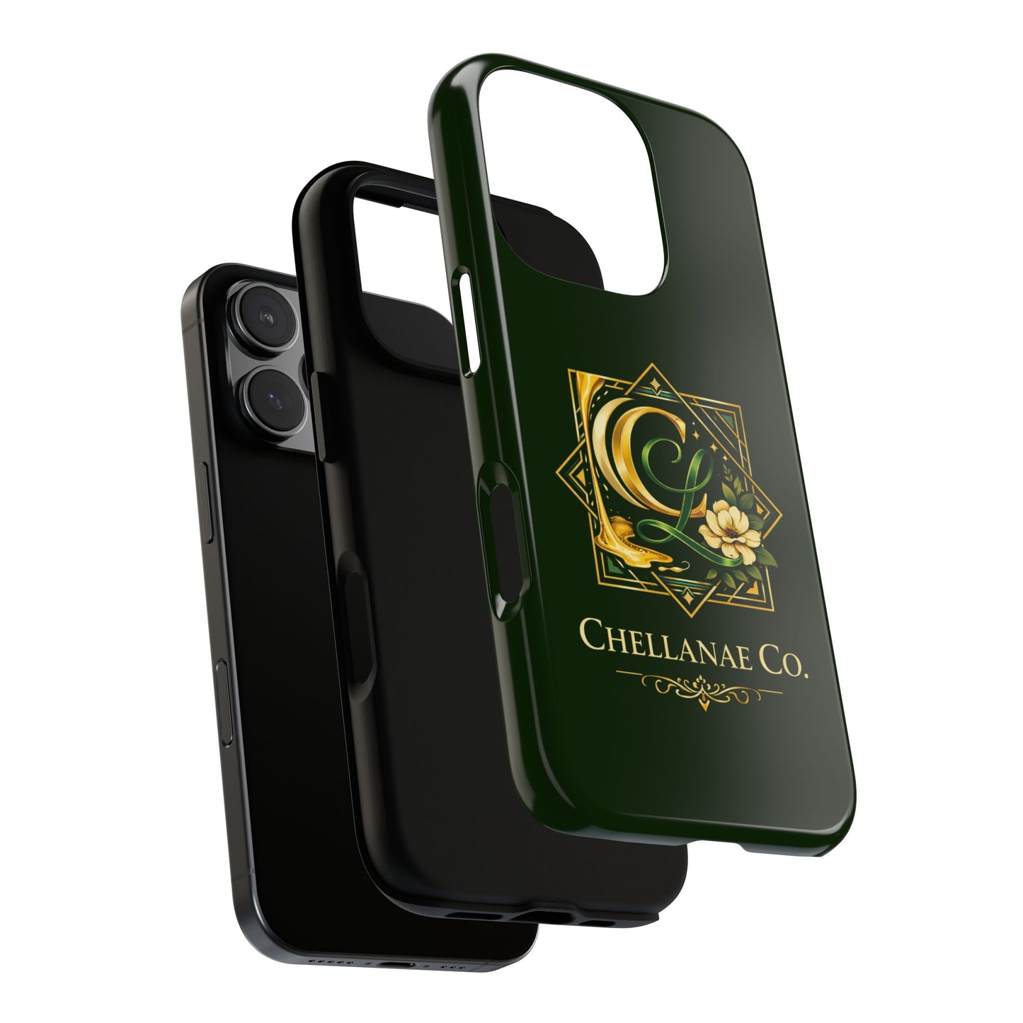 Chellanae Co. Elegant Green & Gold Logo Phone Case