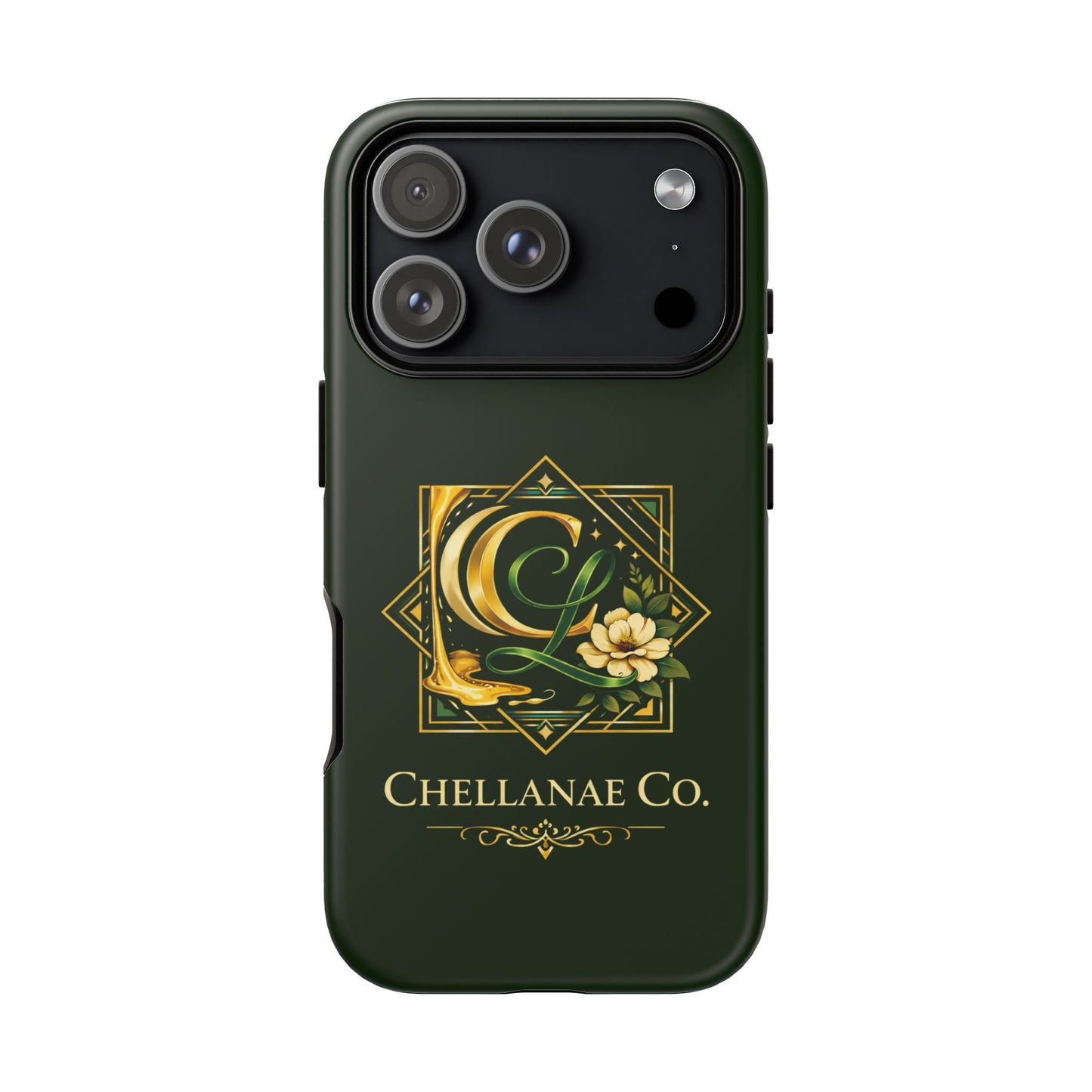 Chellanae Co. Elegant Green & Gold Logo Phone Case