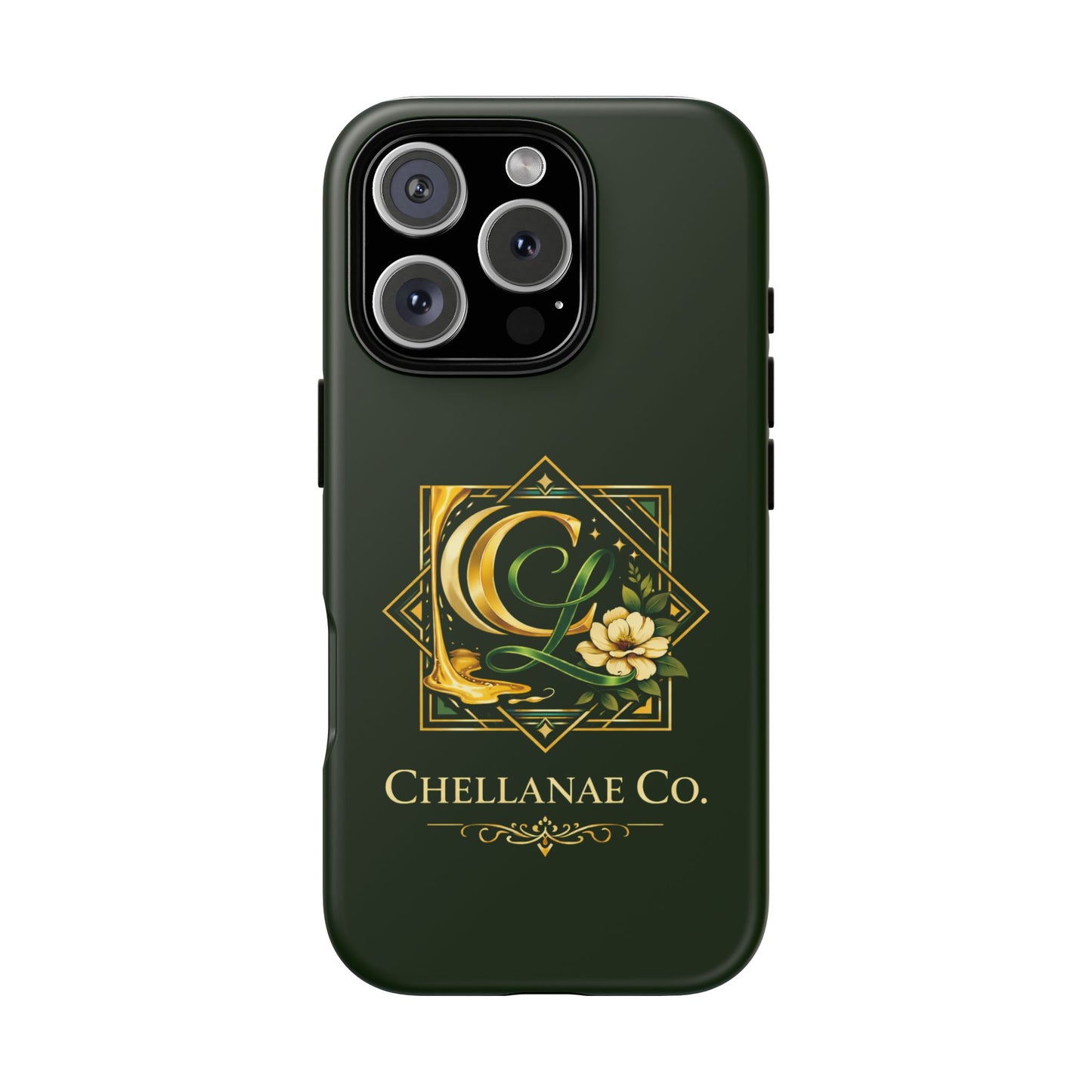Chellanae Co. Elegant Green & Gold Logo Phone Case