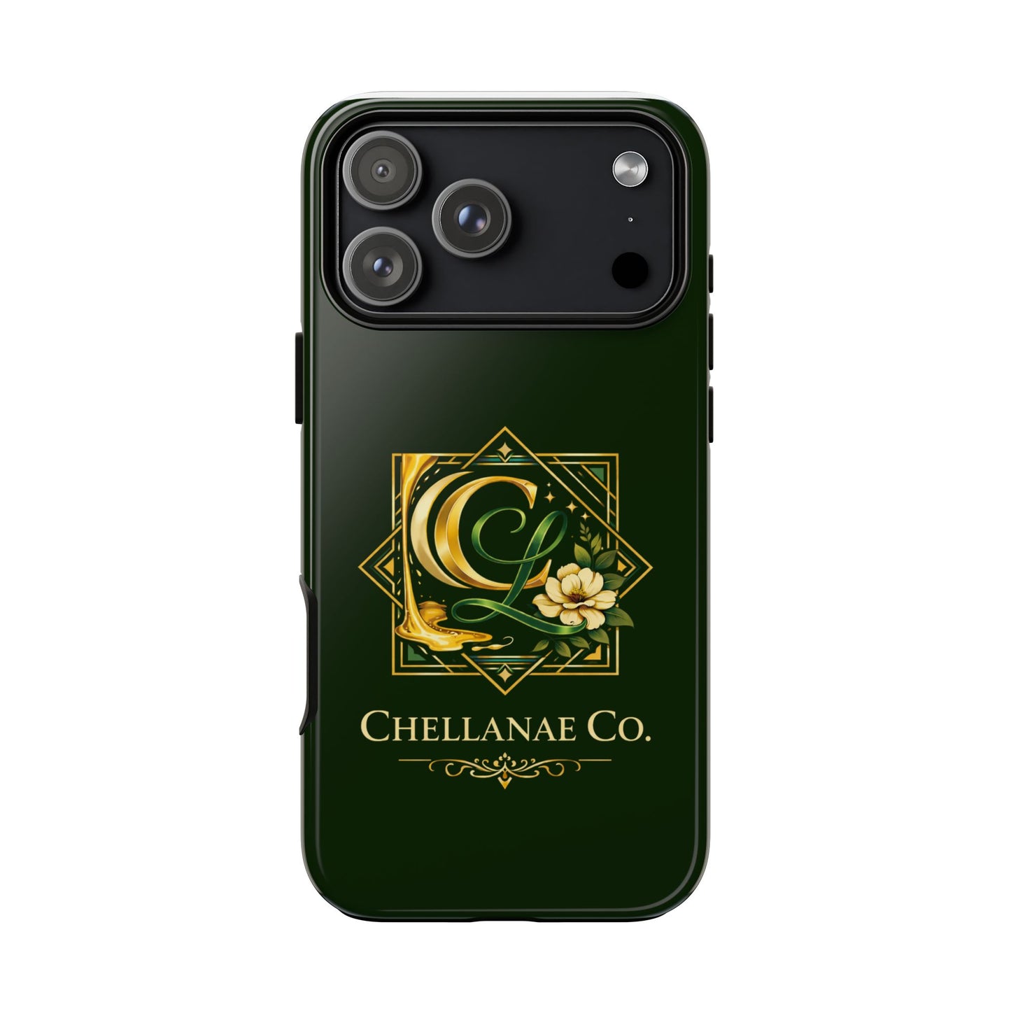 Chellanae Co. Elegant Green & Gold Logo Phone Case