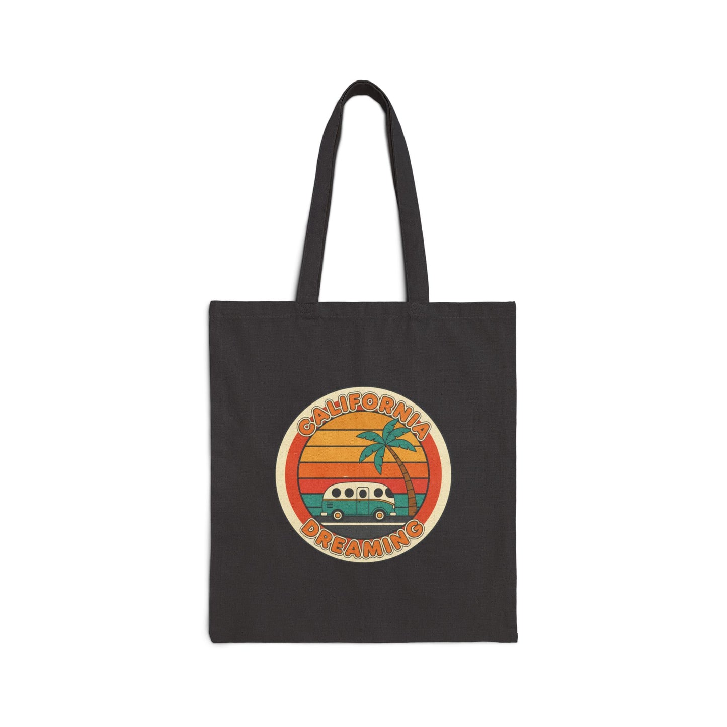70s Sunset Surf Van Tote | Retro Palm Golden Hour Canvas