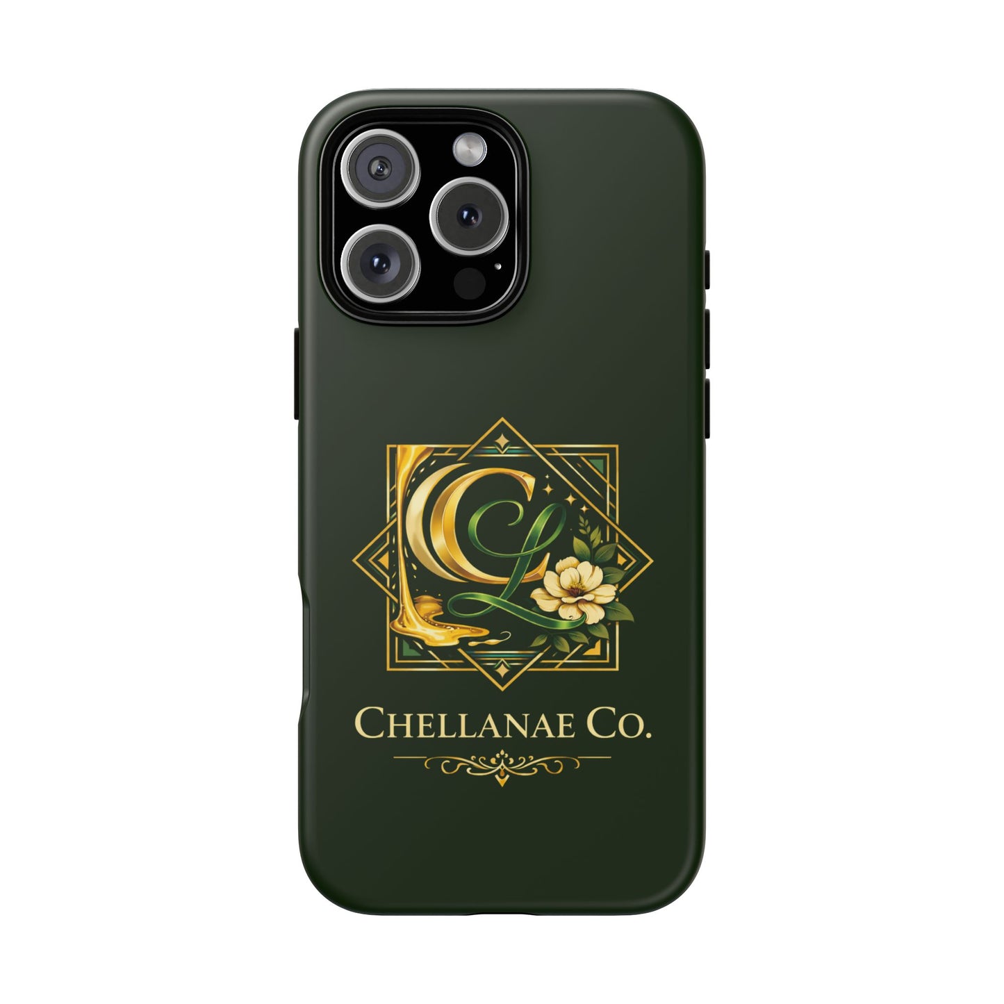 Chellanae Co. Elegant Green & Gold Logo Phone Case