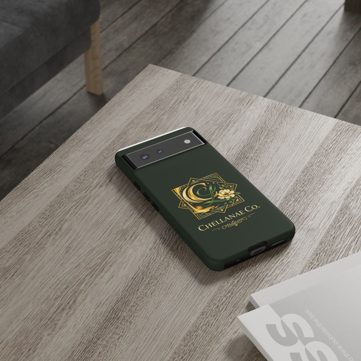 Chellanae Co. Elegant Green & Gold Logo Phone Case