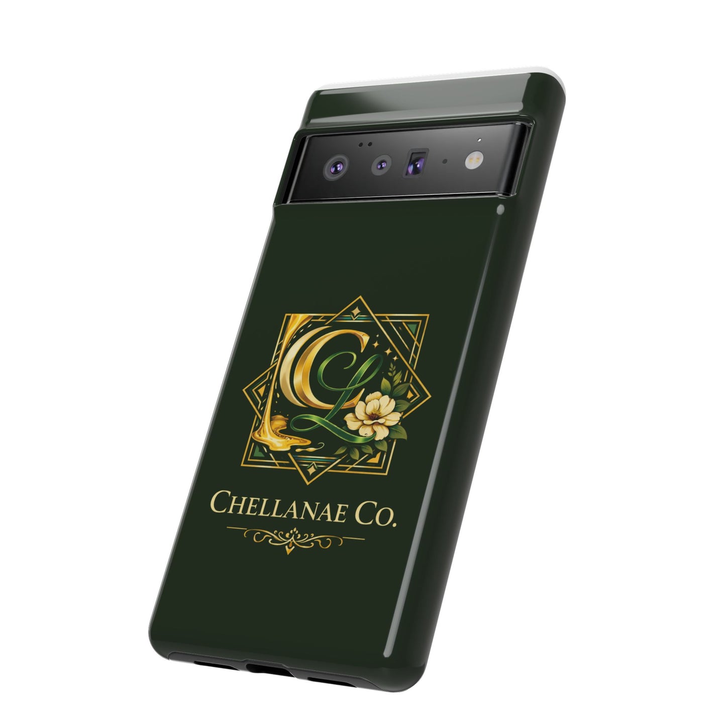 Chellanae Co. Elegant Green & Gold Logo Phone Case