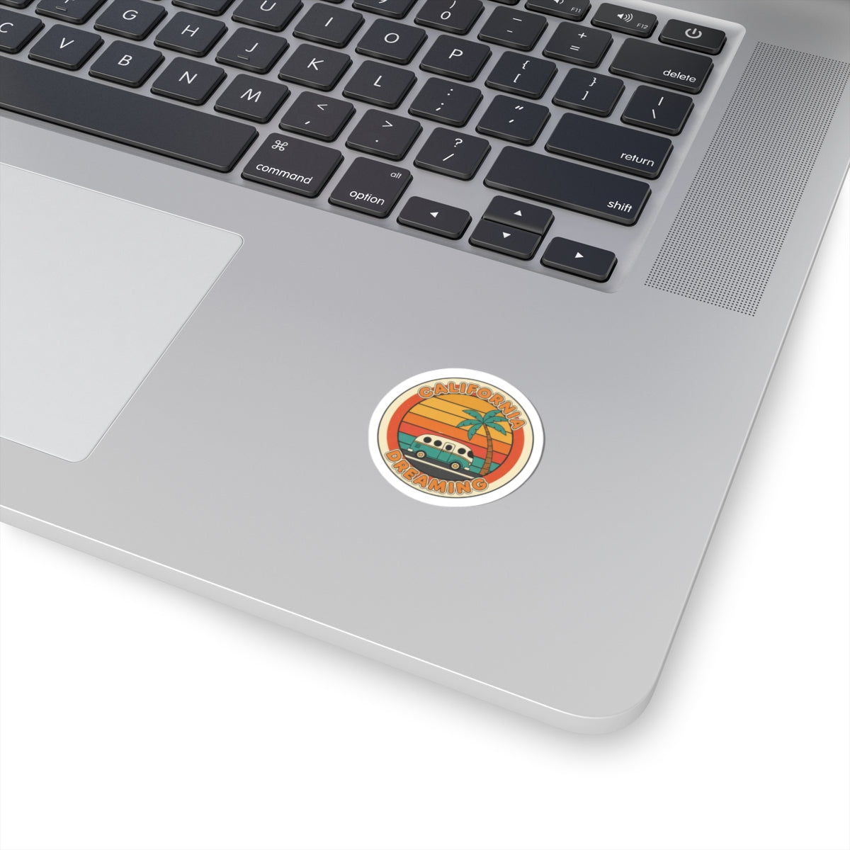 California Dreaming Sunset Sticker | 70s Retro Palm, Vintage Surf Van