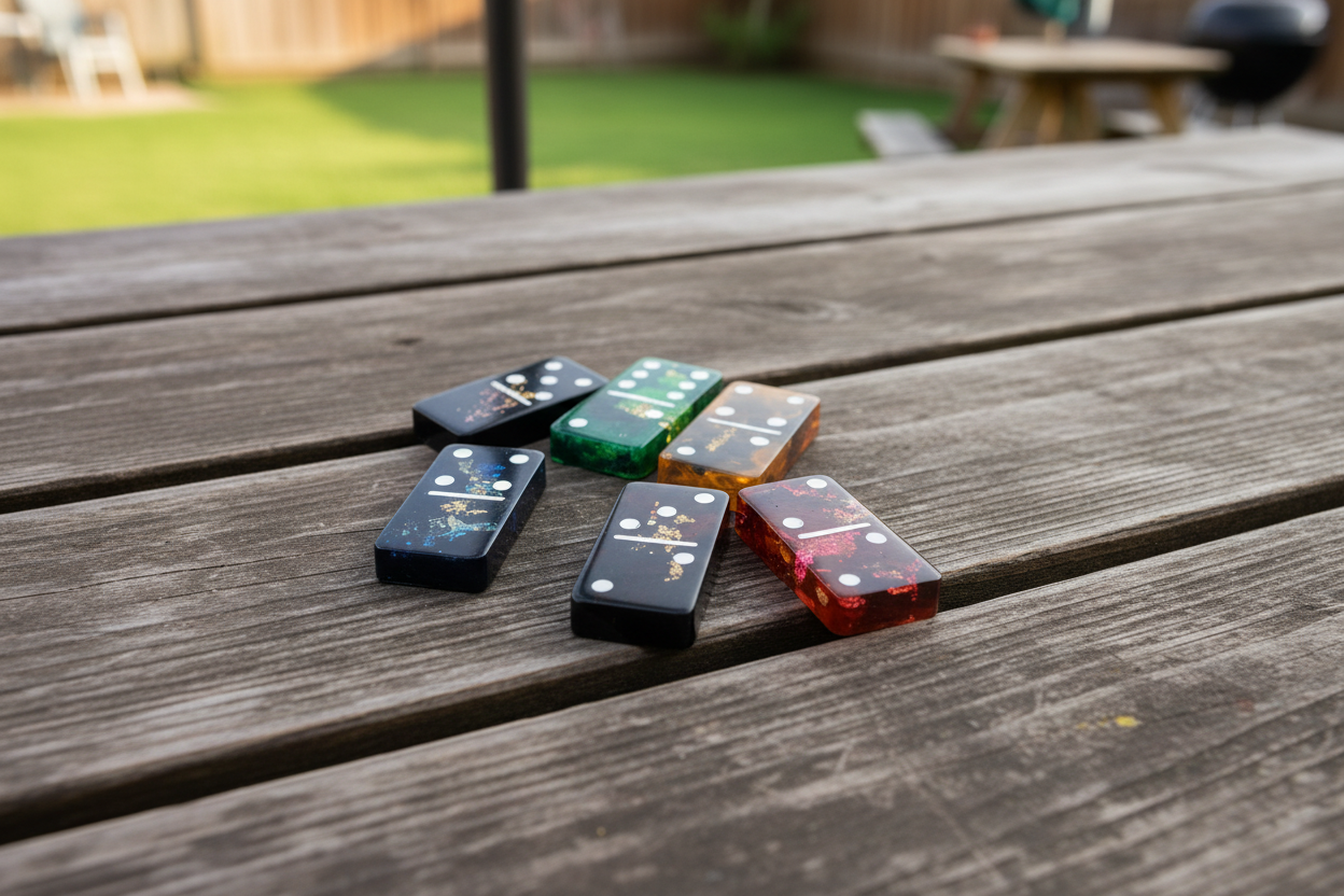 Colorburst Resin Dominoes with Gold Flakes